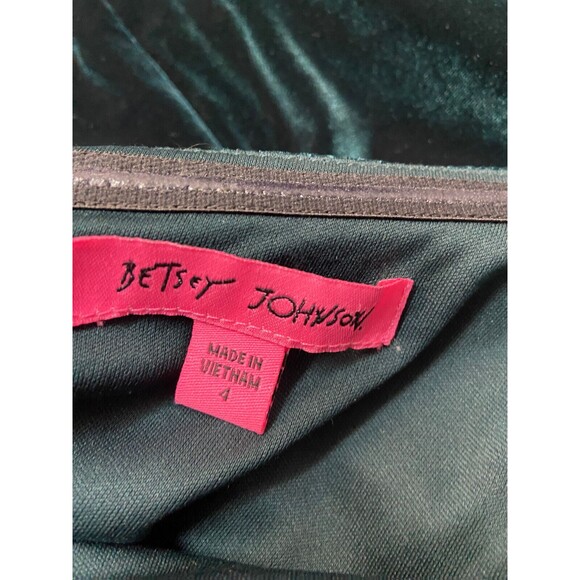 Betsey Johnson Dress Womens 4 Green Velveteen Halter Draped Faux Wrap Y2k - Picture 5 of 11